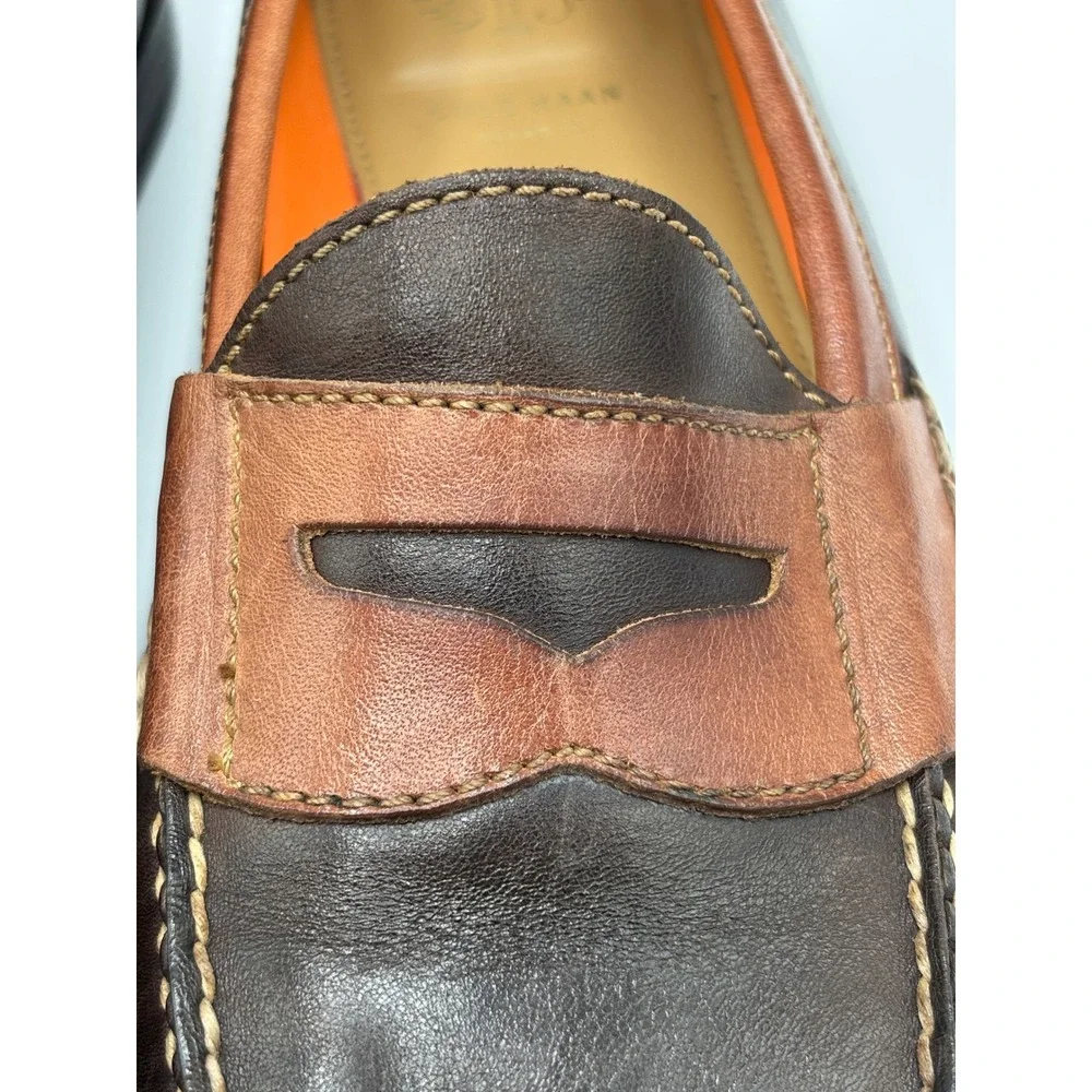 Cole Haan Men's Two-Tone Brown Leather Penny Loafers Dress Casual Shoes Size 10